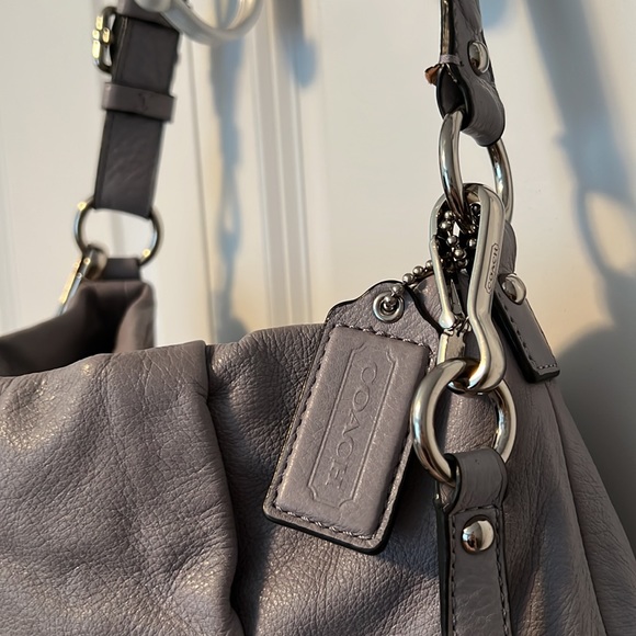 Coach Crossbody Bag. Grey color with lime green interior. - Picture 4 of 12